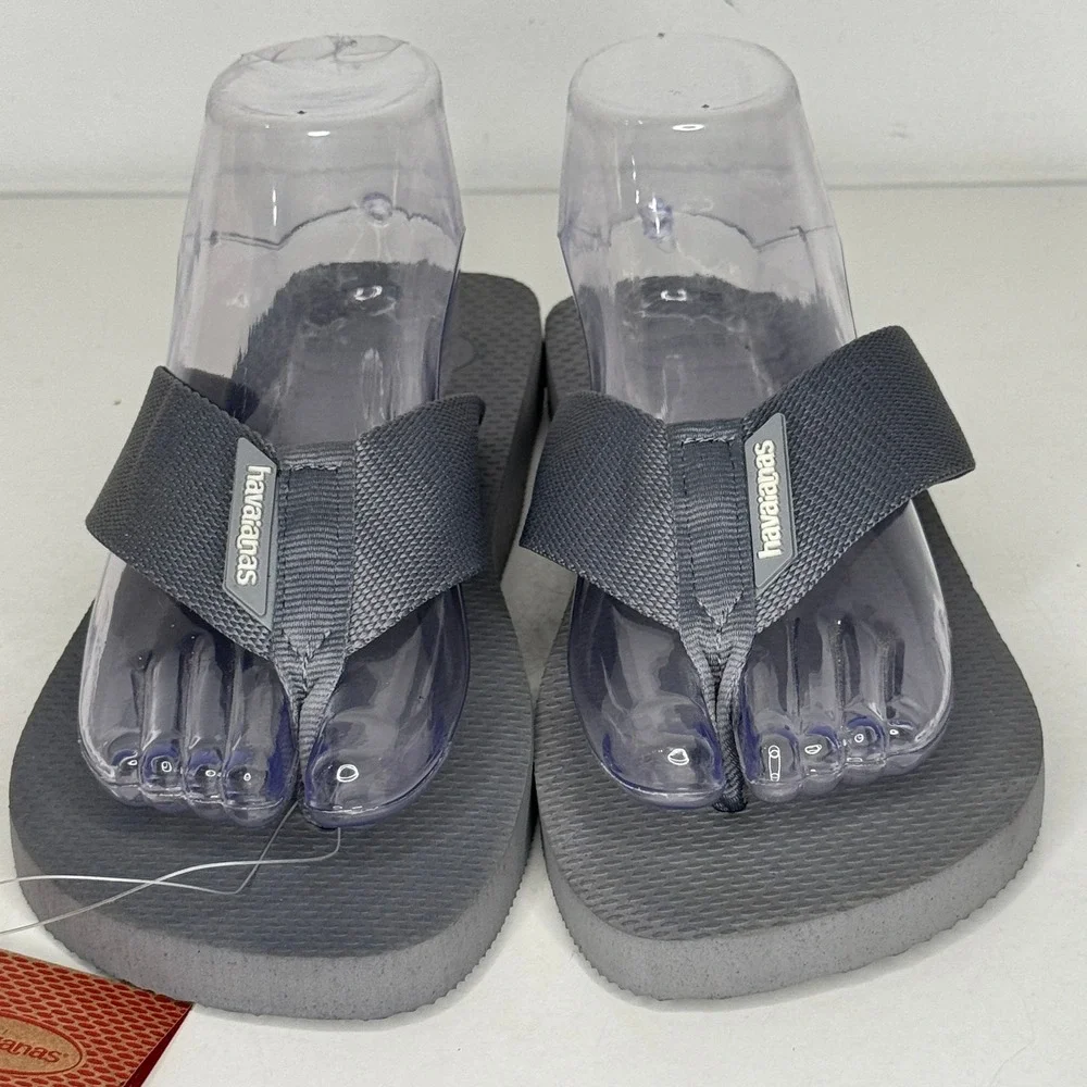 Havaianas Shoes Mens Size 8 Gray Sandals Flip Flops Casual Beach Lightweight New